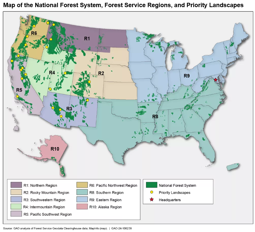 Fighting Fire With Fire The Forest Service Plans To Increase Use Of Map Of The National Forest Service System%2C Forest Service Regions%2C And Priority Landscapes